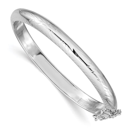 Sterling Silver RH-plated Polished D/C 5mm Hinged Baby Bangle Bracelet QB19