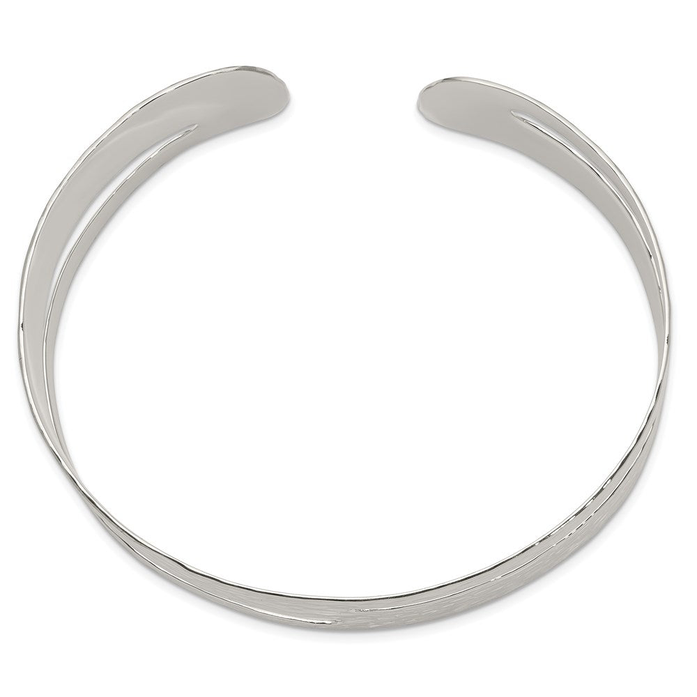 Sterling Silver Solid Polished Hammered Fancy Cuff Bangle Bracelet QB191