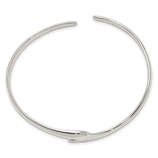 Sterling Silver Polished Fancy Cuff Bangle Bracelet QB195