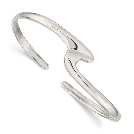 Sterling Silver Polished Fancy Cuff Bangle Bracelet QB195