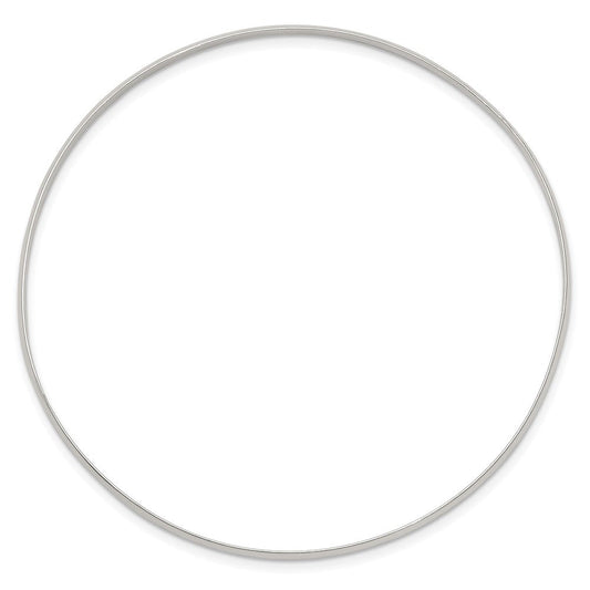 Sterling Silver 2.25mm Solid Polished Plain Slip-On Bangle Bracelet QB235
