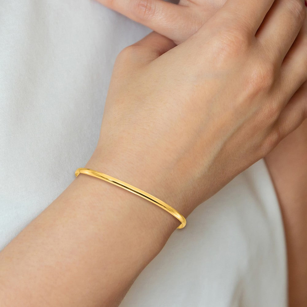 Sterling Silver Gold-tone 3mm Polished Plain Slip-On Bangle Bracelet QB236GP