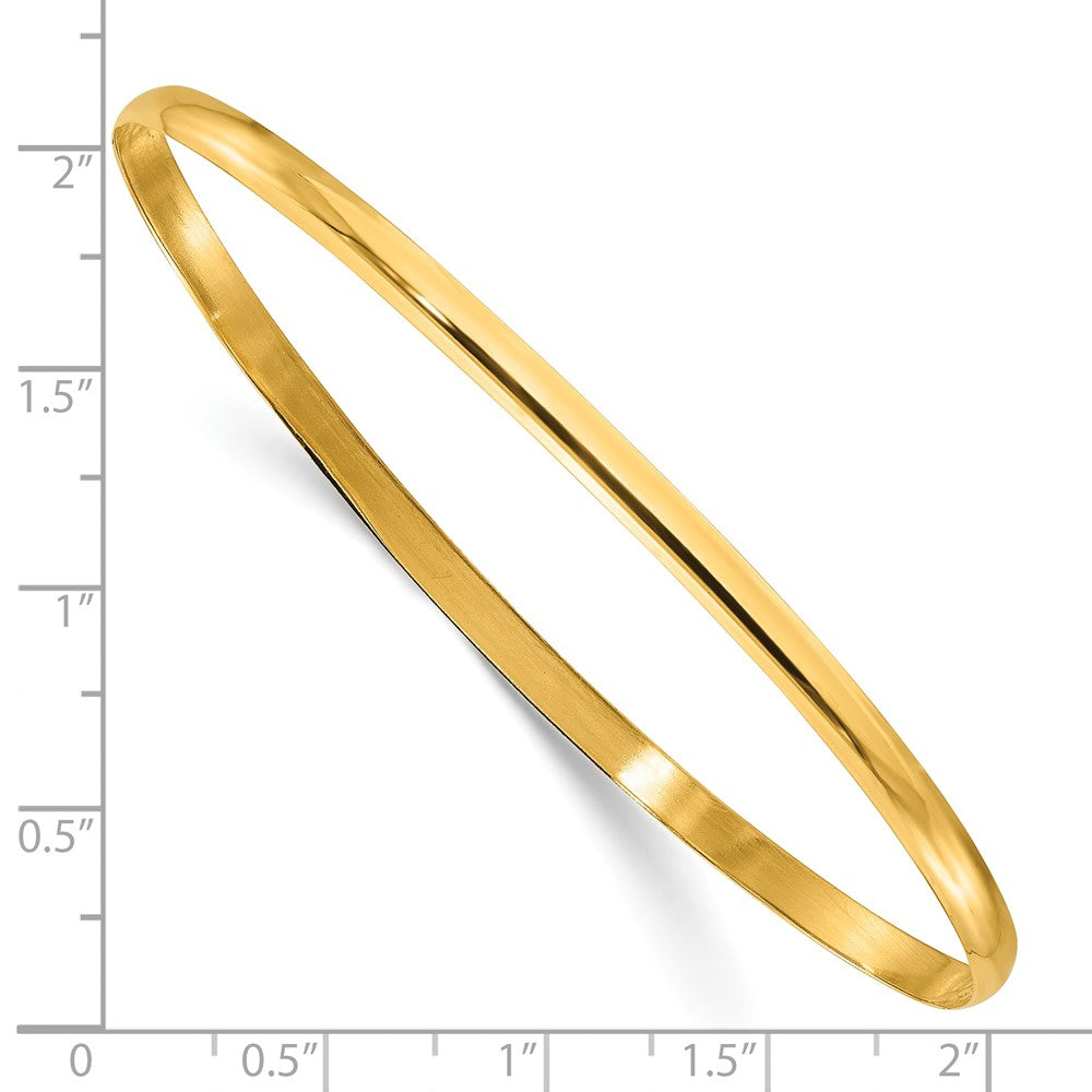 Sterling Silver Gold-tone 3mm Polished Plain Slip-On Bangle Bracelet QB236GP