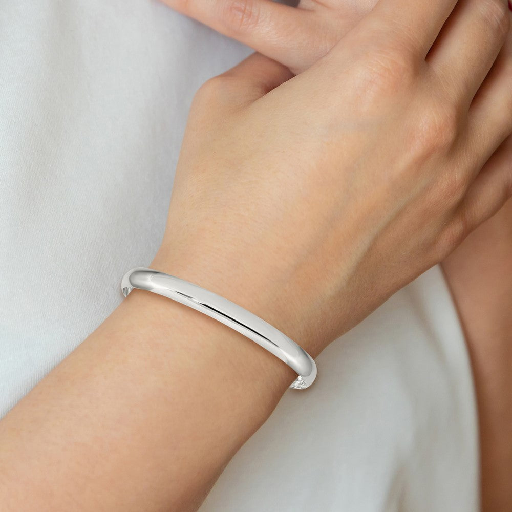 Sterling Silver 6.25mm Solid Polished Plain Slip-On Bangle Bracelet QB239