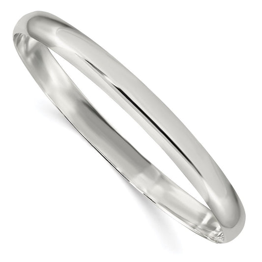 Sterling Silver 6.25mm Solid Polished Plain Slip-On Bangle Bracelet QB239