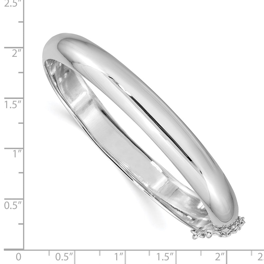 Sterling Silver Rhodium-plated 9.00mm Fancy Hinged Bangle Bracelet QB29