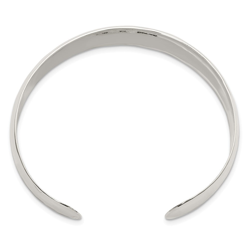 Sterling Silver 13.5mm Hammered Cuff Bangle QB320