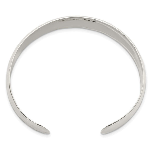 Sterling Silver 13.5mm Hammered Cuff Bangle QB320