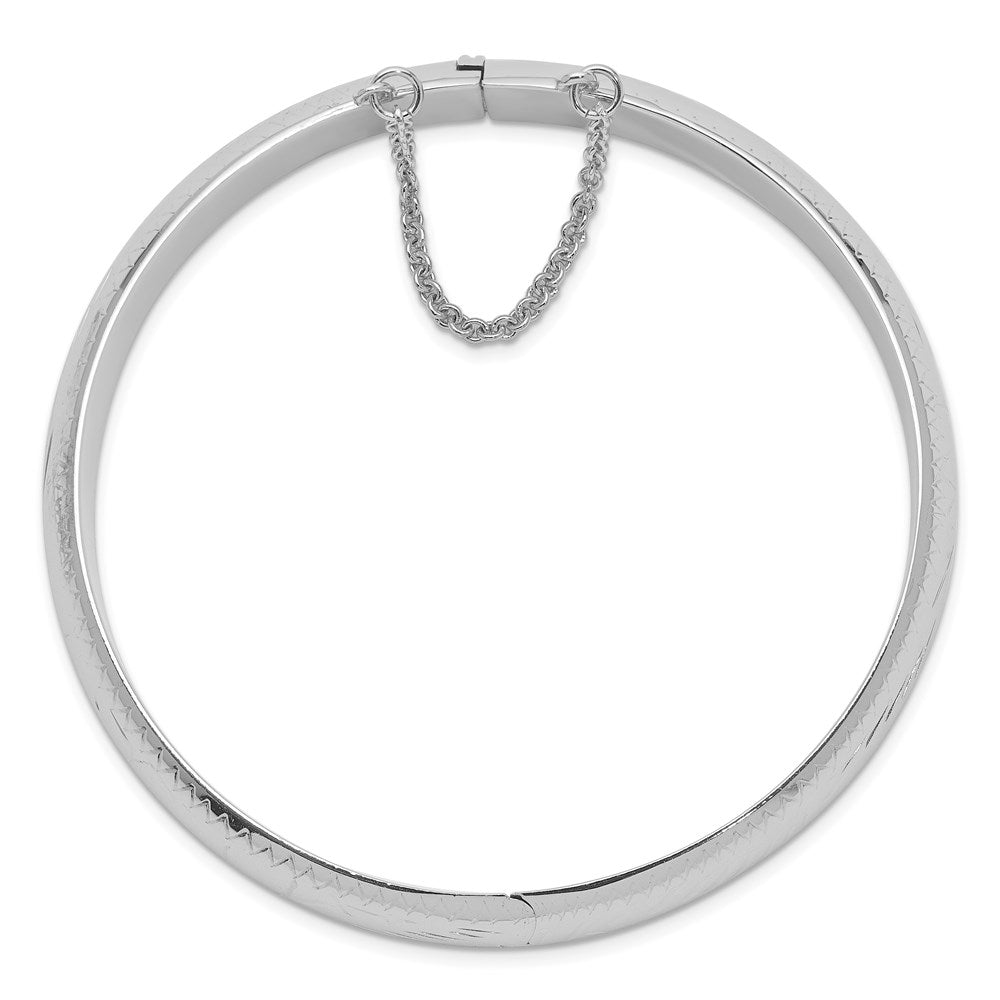 Sterling Silver Rhodium-plated D/C 12mm Fancy Hinged Bangle Bracelet QB33
