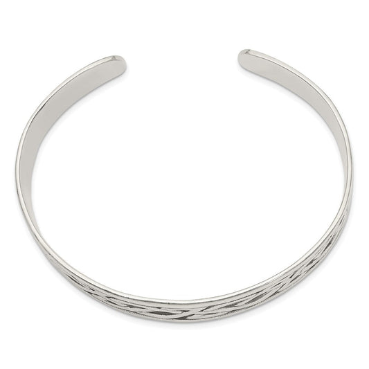 Sterling Silver Antiqued 12.5mm Celtic Design Cuff Bangle Bracelet QB356