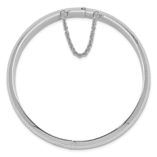 Sterling Silver Rhodium-plated D/C 10.25mm Hinged Bangle Bracelet QB37
