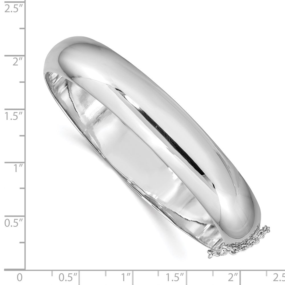 Sterling Silver Rhodium-plated 12.00mm Hinged Bangle Bracelet QB40