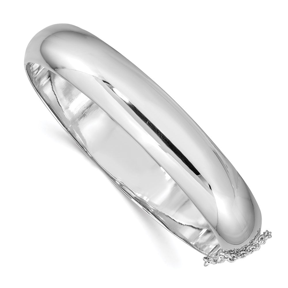 Sterling Silver Rhodium-plated 12.00mm Hinged Bangle Bracelet QB40