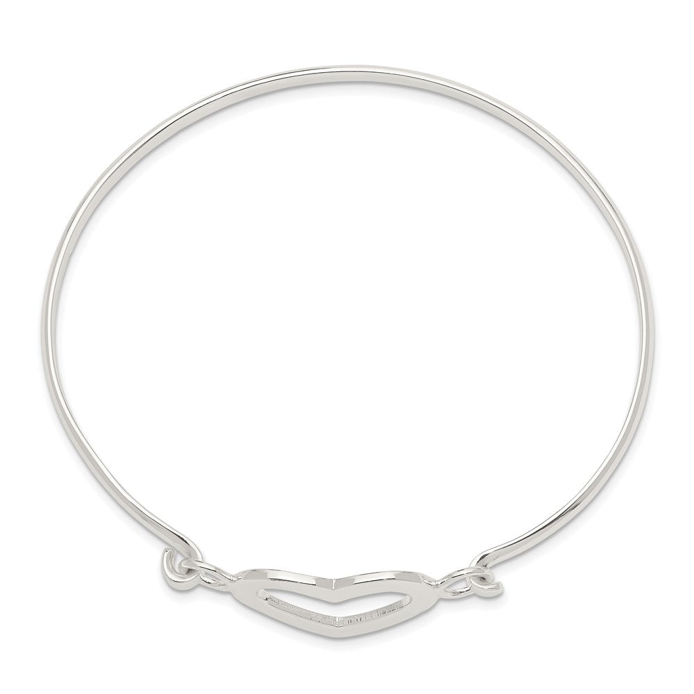 Sterling Silver Heart Bangle Bracelet QB407