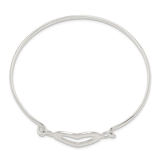Sterling Silver Heart Bangle Bracelet QB407