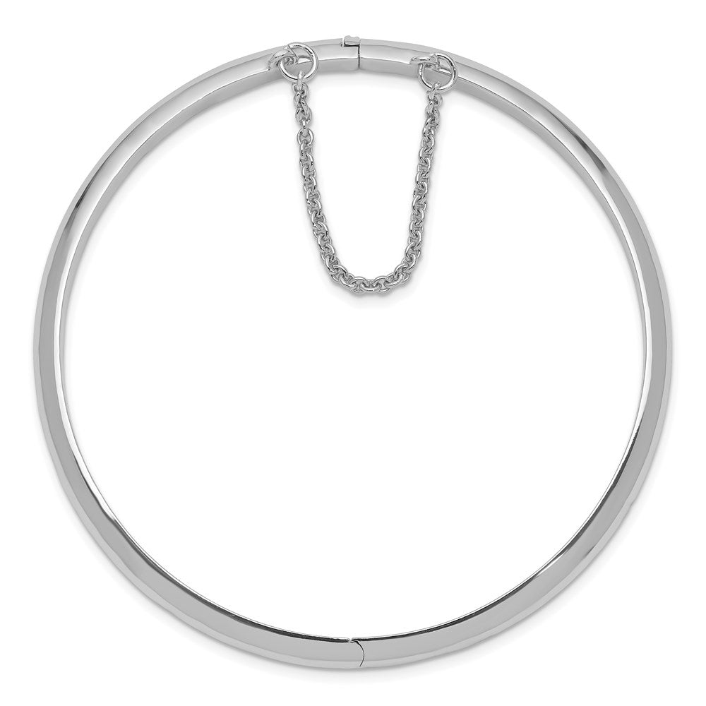 Sterling Silver Rhodium-plated 5mm w/Chain Hinged Bangle QB41