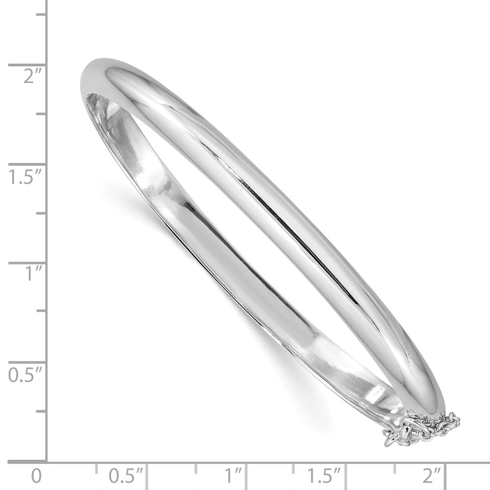 Sterling Silver Rhodium-plated 5mm w/Chain Hinged Bangle QB41
