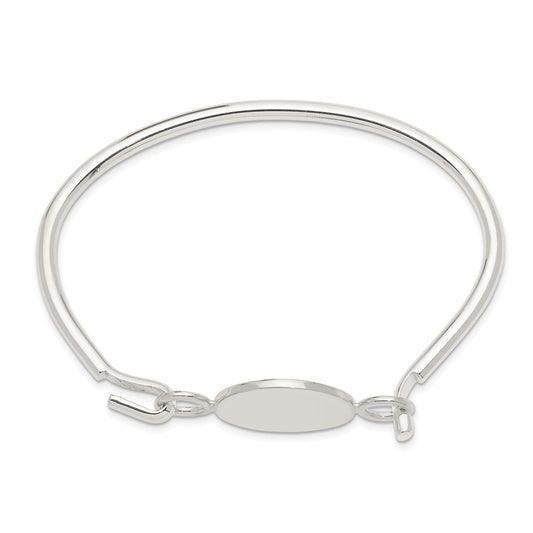 Sterling Silver Bangle w/Round ID Plate Bracelet QB412