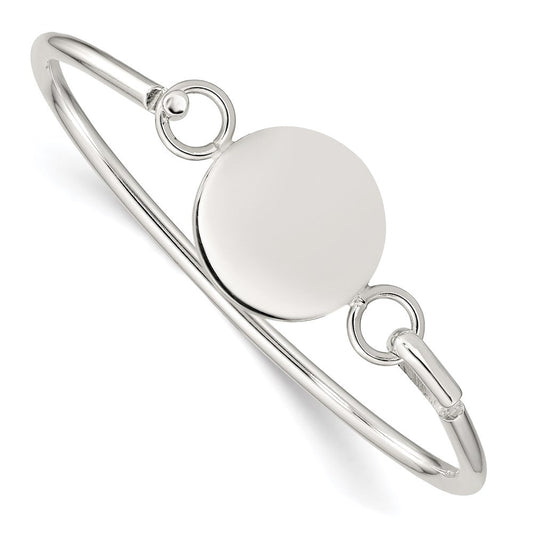 Sterling Silver Bangle w/Round ID Plate Bracelet QB412