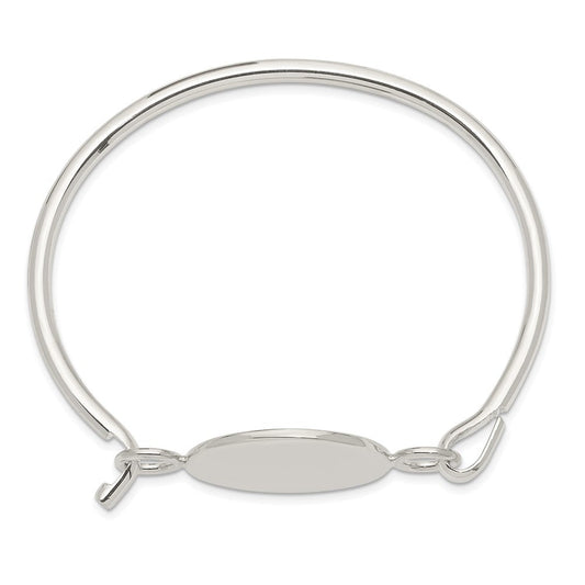 Sterling Silver Bangle w/Round ID Plate Bracelet QB413