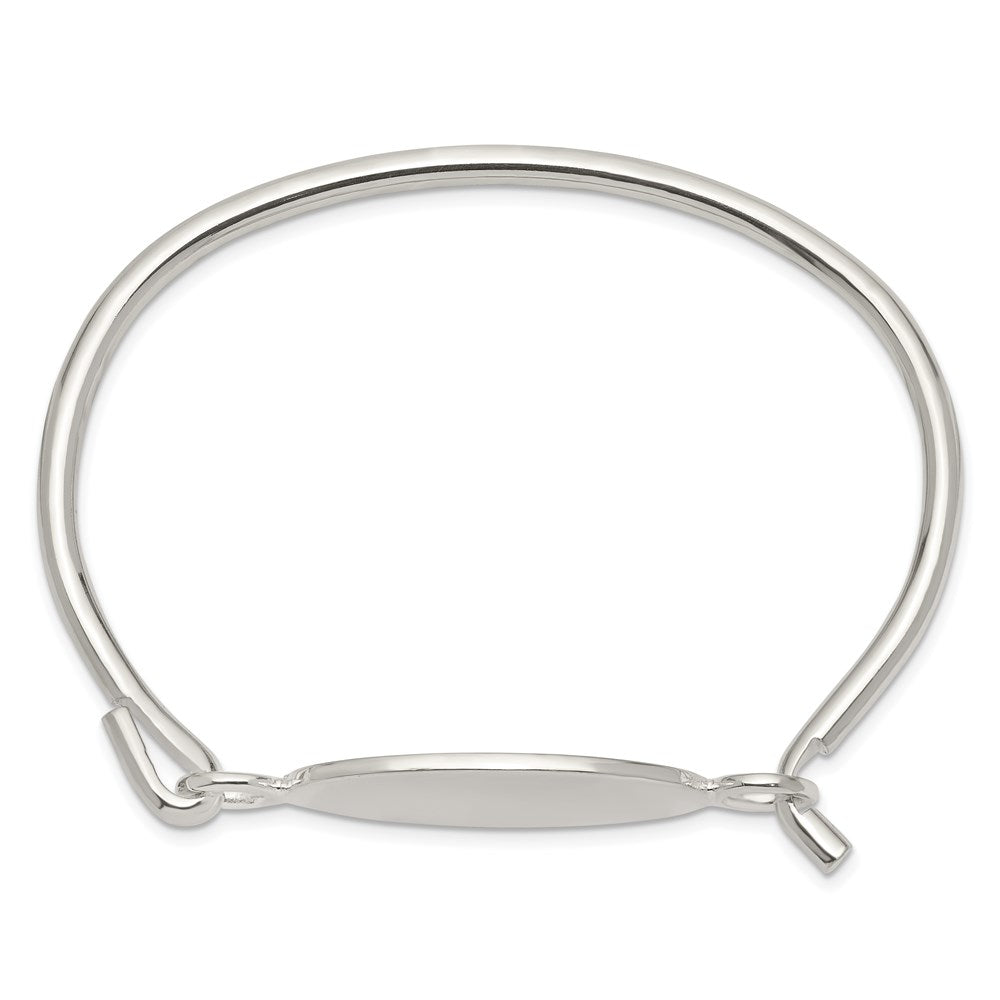 Sterling Silver w/Oval ID Plate Bangle Bracelet QB415