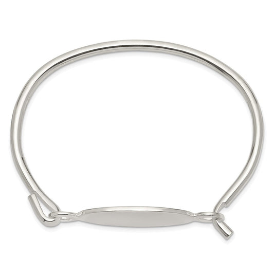 Sterling Silver w/Oval ID Plate Bangle Bracelet QB415