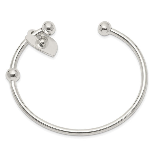Sterling Silver 3mm Heart Bangle Bracelet QB416