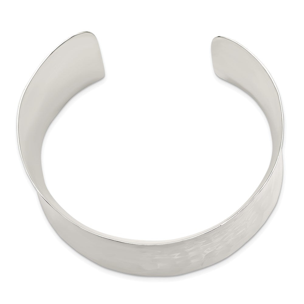 Sterling Silver 39.5mm Hammered Cuff Bangle QB494
