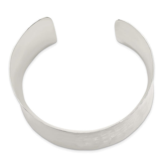 Sterling Silver 39.5mm Hammered Cuff Bangle QB494
