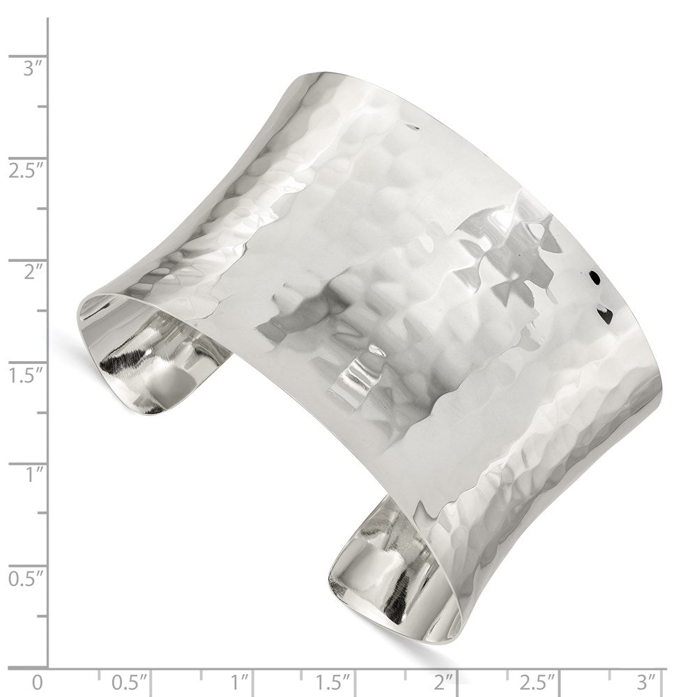 Sterling Silver 39.5mm Hammered Cuff Bangle QB494