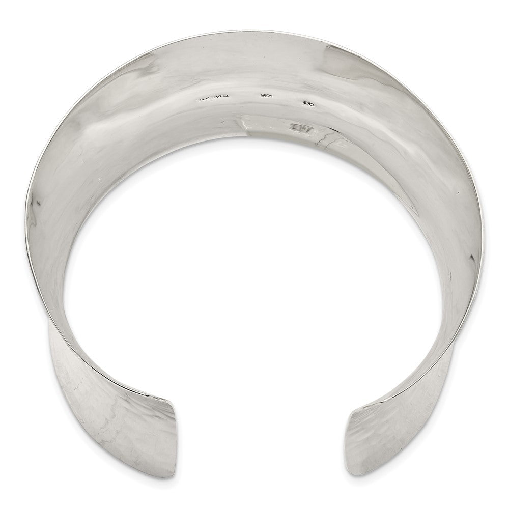 Sterling Silver 49.5mm Hammered Cuff Bangle QB495