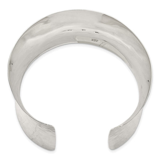 Sterling Silver 49.5mm Hammered Cuff Bangle QB495