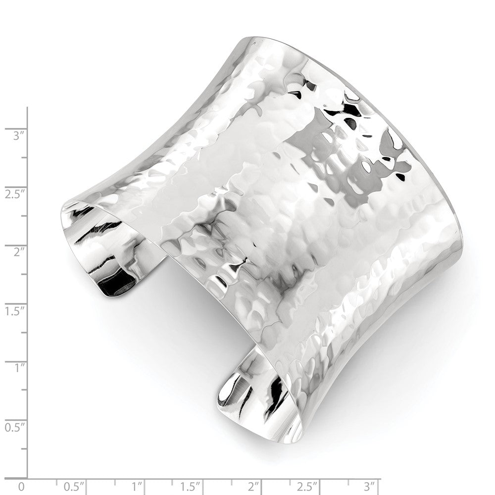Sterling Silver 49.5mm Hammered Cuff Bangle QB495