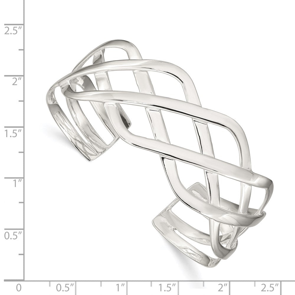 Sterling Silver Woven Design Cuff Bangle QB525