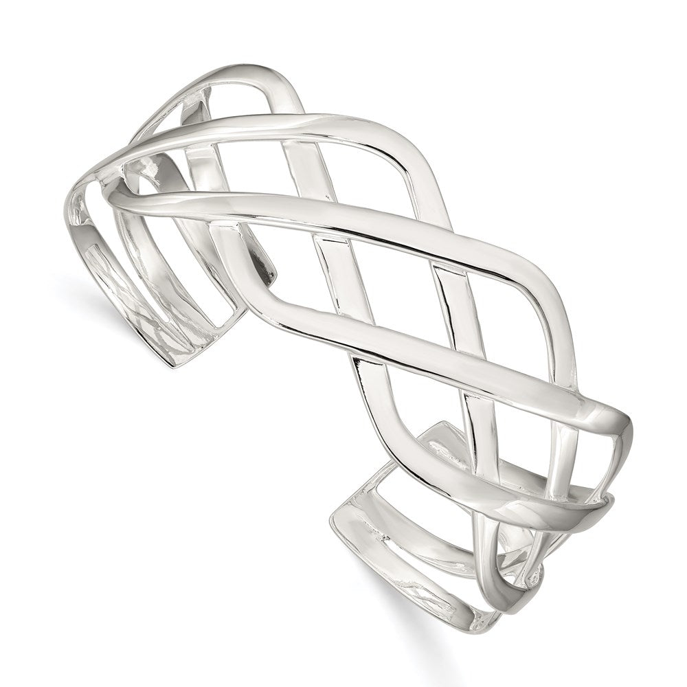 Sterling Silver Woven Design Cuff Bangle QB525