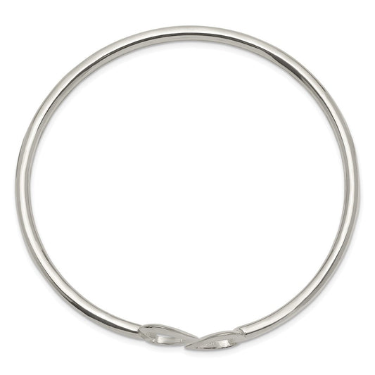 Sterling Silver Polished Heart Bangle QB597