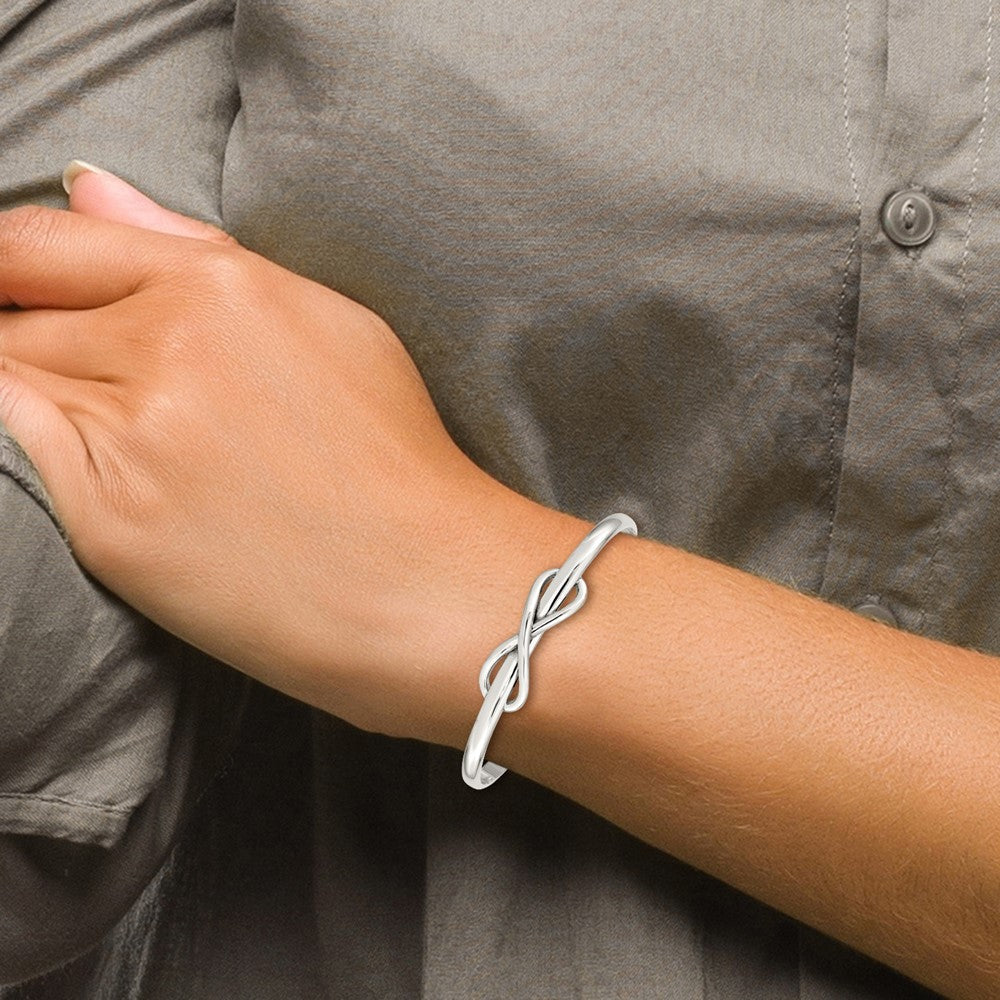 Sterling Silver Polished Infinity Cuff Bangle QB602