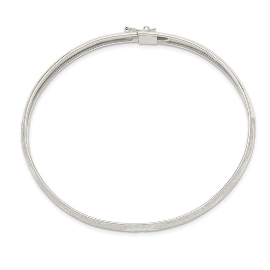 Sterling Silver 6.5mm Laser and Diamond-cut Flexible Bangle QB611