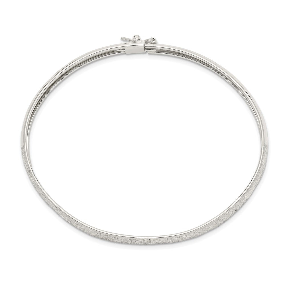 Sterling Silver 6.5mm Laser and Diamond-cut Flexible Bangle QB613