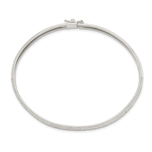 Sterling Silver 6.5mm Laser and Diamond-cut Flexible Bangle QB613