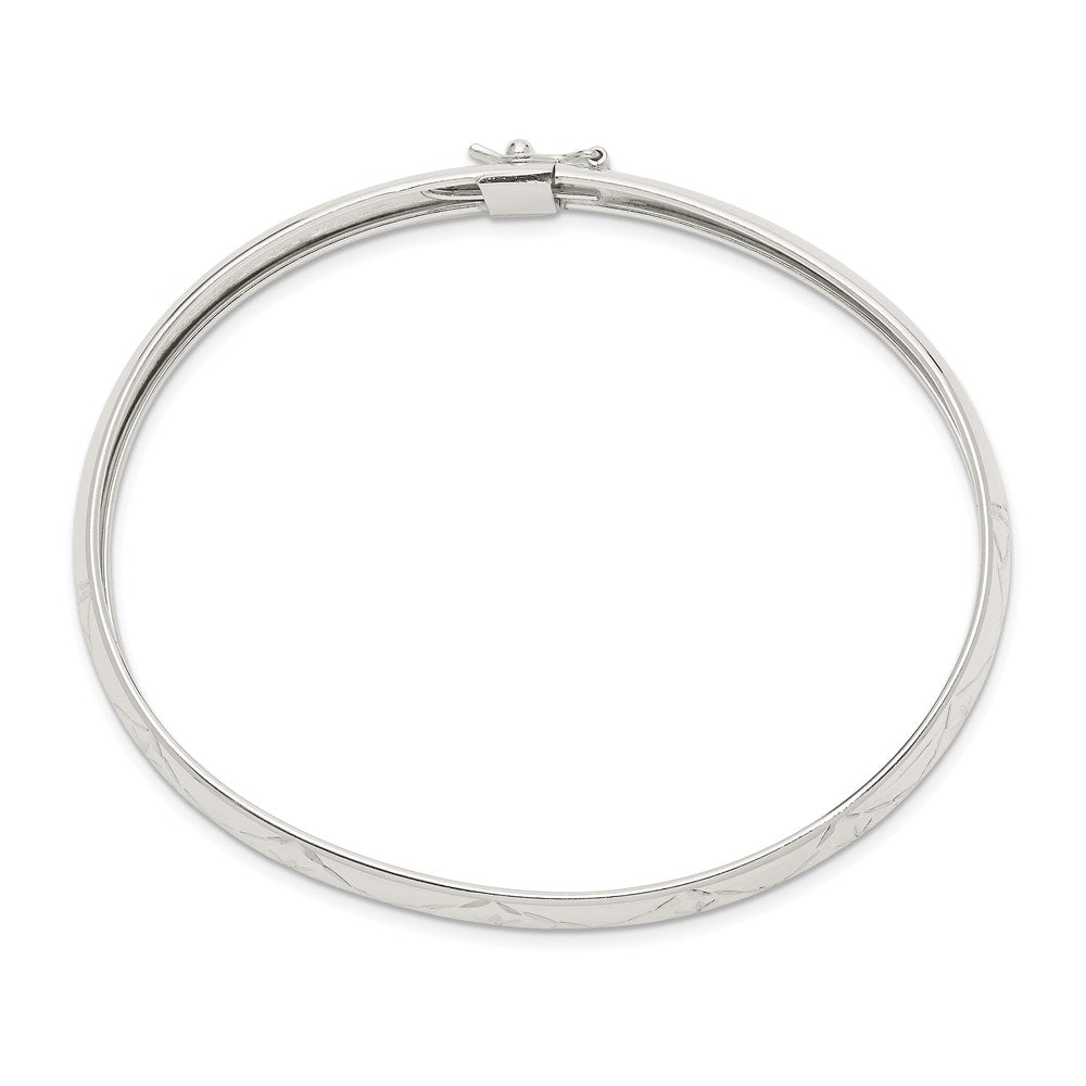 Sterling Silver 7mm Diamond-cut Flexible Bangle QB614