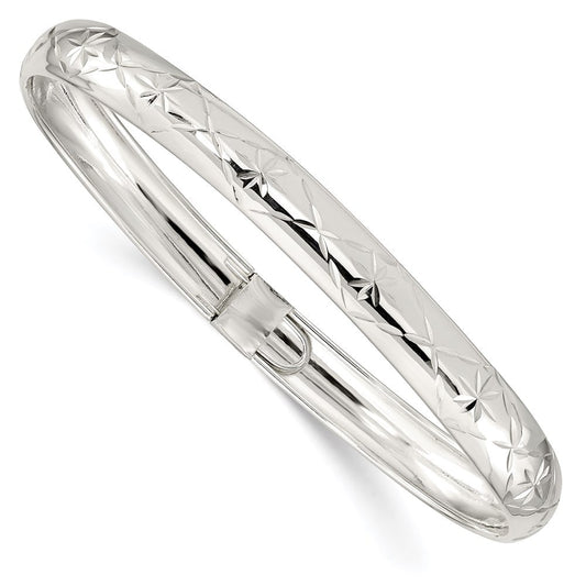 Sterling Silver 7mm Diamond-cut Flexible Bangle QB614