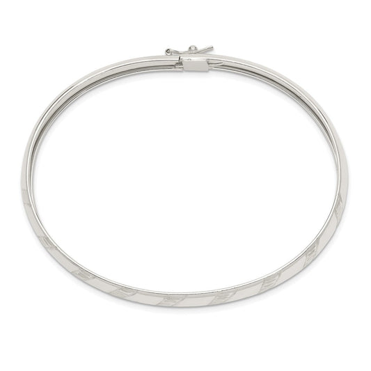 Sterling Silver 7mm Diamond-cut Flexible Bangle QB615