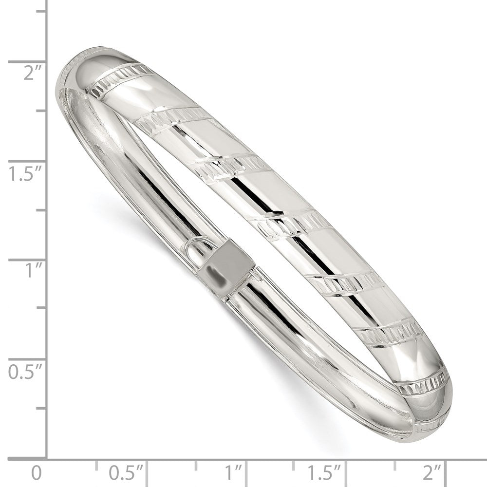 Sterling Silver 7mm Diamond-cut Flexible Bangle QB615