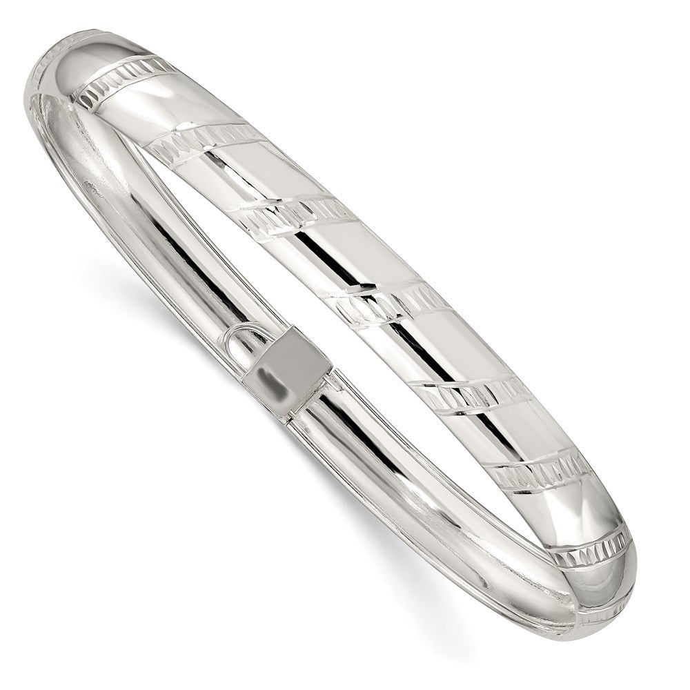 Sterling Silver 7mm Diamond-cut Flexible Bangle QB615