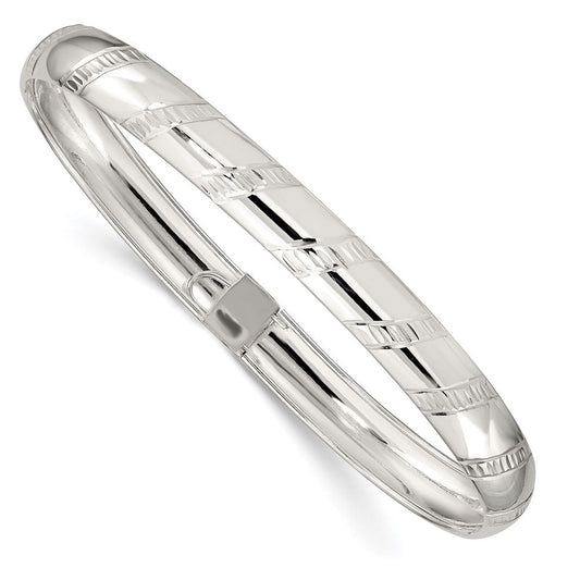 Sterling Silver 7mm Diamond-cut Flexible Bangle QB615