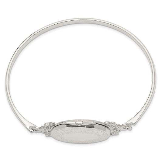 Sterling Silver 26mm Oval Locket Bangle QB745