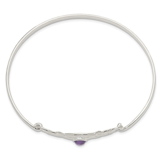Sterling Silver Amethyst Celtic Knot Bangle Bracelet QB747