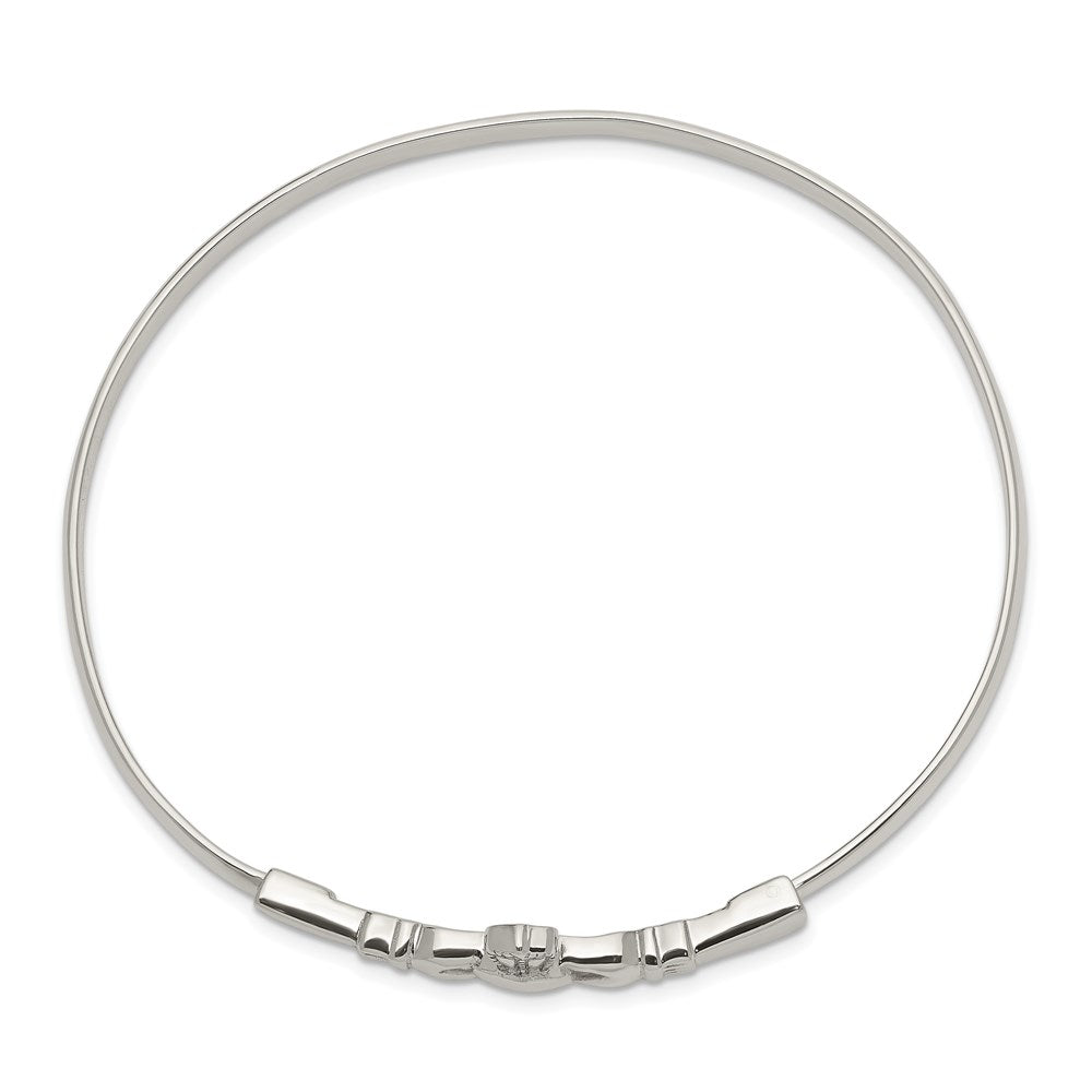 Sterling Silver Claddagh Bangle Bracelet QB753