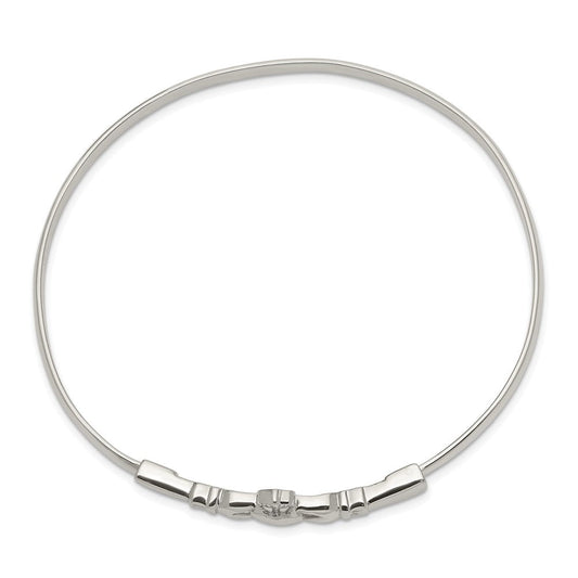 Sterling Silver Claddagh Bangle Bracelet QB753